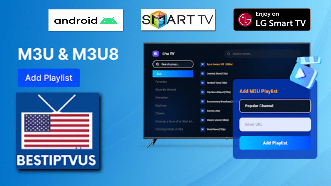 Best IPTV M3U Playlist HD Channels 2025
